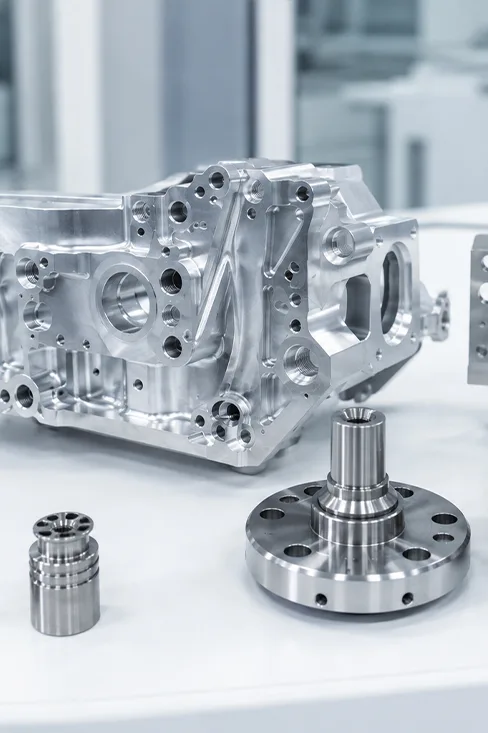 Precision CNC-machined housing with turned components