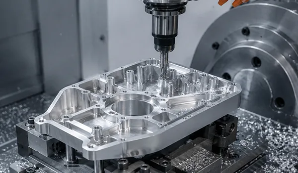 CNC-machined aluminium component with complex internal geometry