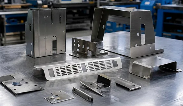 Laser-cut and formed sheet metal enclosure parts and brackets