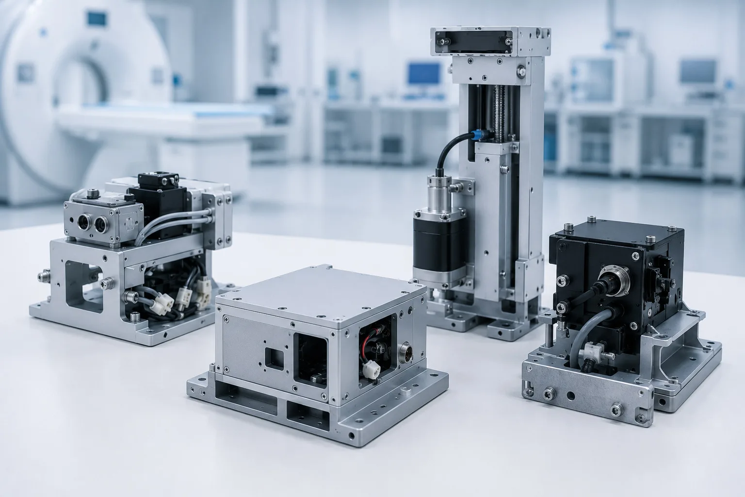 Mechanical sub-assemblies of machined and sheet metal parts for medical equipment