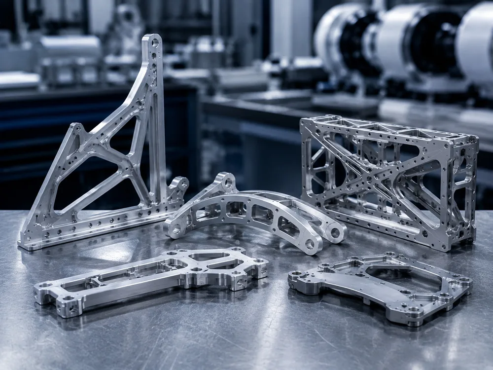 Lightweight machined aerospace frame with weight-reduced lattice structure
