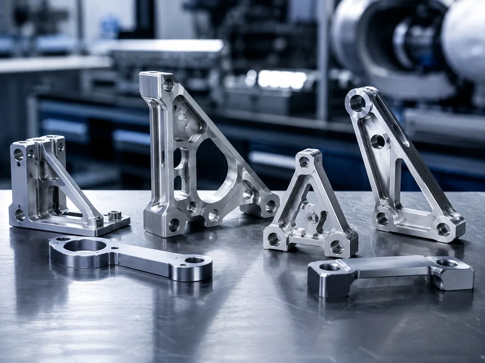 Machined aerospace structural brackets and connecting rods