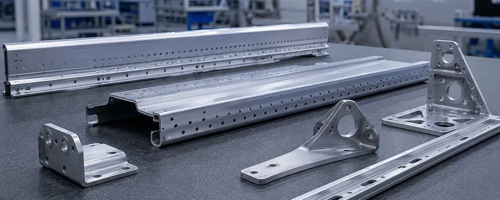 Machined aerospace structural profiles with drilled mounting holes