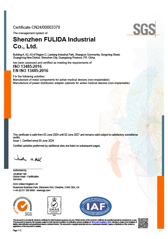 ISO 13485:2016 medical device quality management certificate